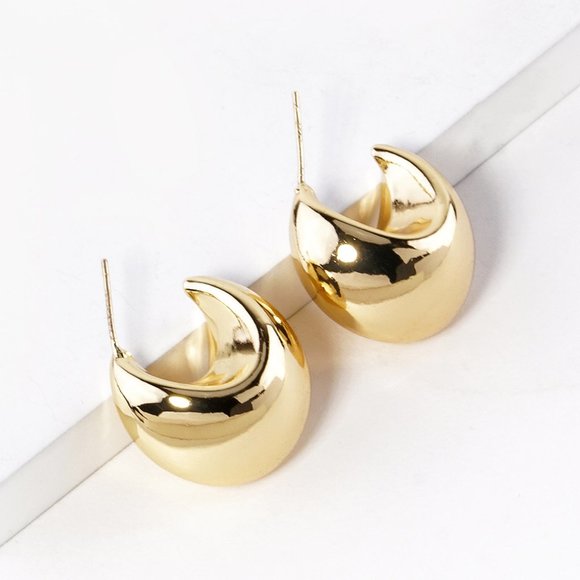 Chunky Gold Earrings Gold Dipped, Sterling Silver Post. - Picture 1 of 4